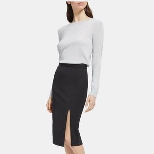 Theory Zipped Pencil Skirt Ski Knit NWT 4 Black